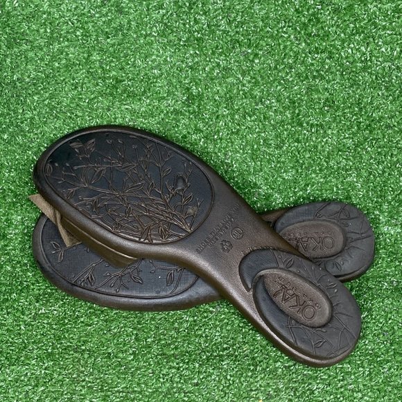 Oxabashi Brown Flip Flip Slip On  Casual Sandals with Interchangeable Bow Size M - Picture 5 of 7